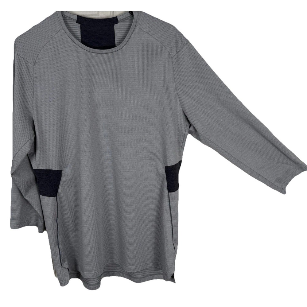 Lululemon Shirt Mens Large Gray Fast free 3/4 Sleeve Athletic Lightweight Gym - Picture 4 of 8